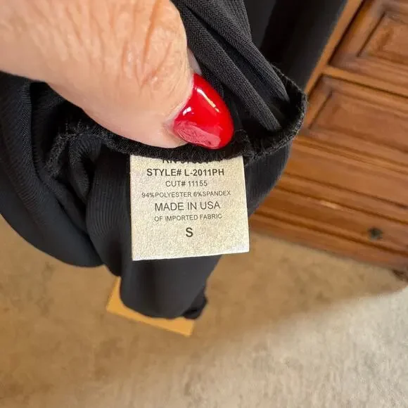 Lanston Black Ruched Midi Dress Double Strap Size S NWT - Picture 6 of 8